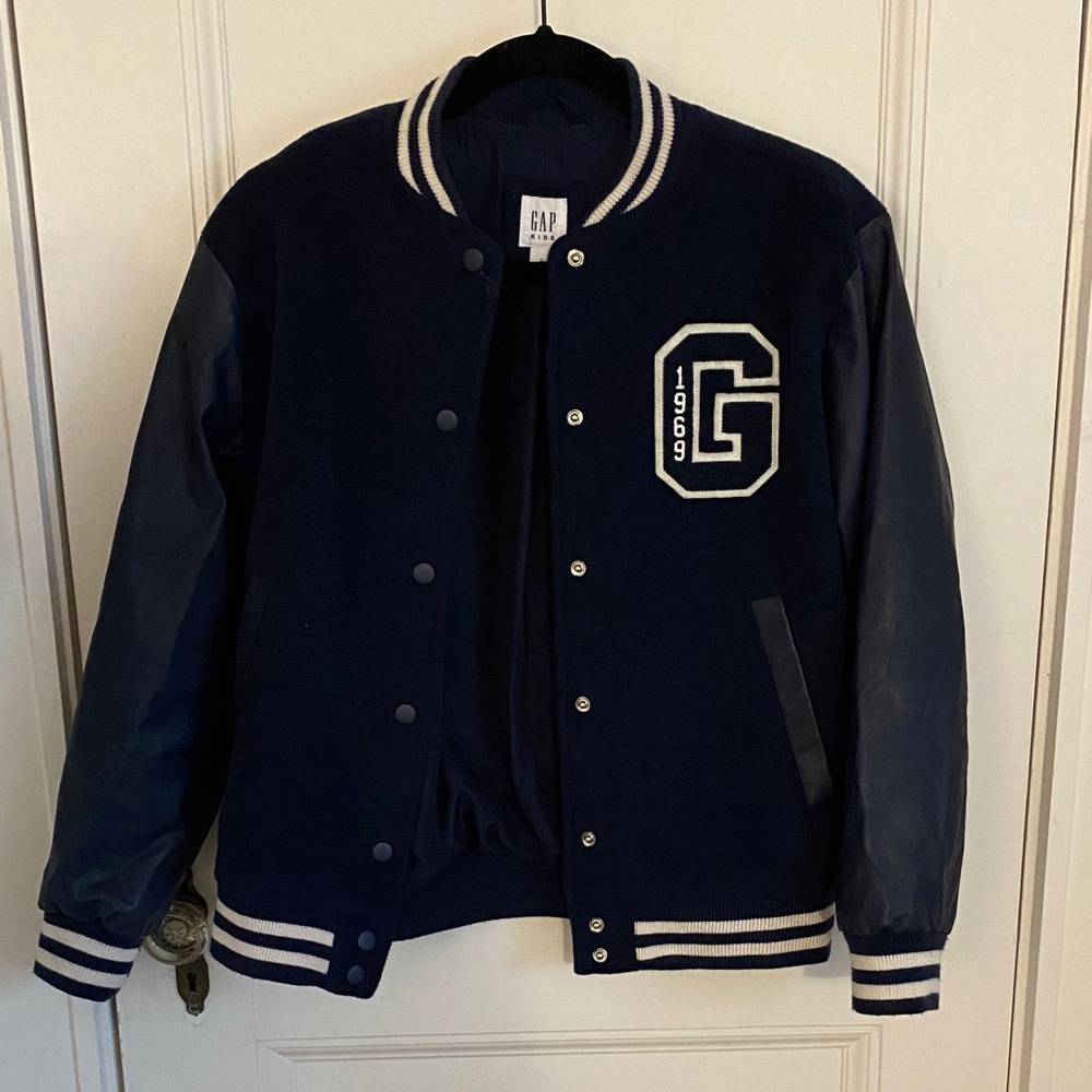 GAP Navy and White Kids Varsity Jacket